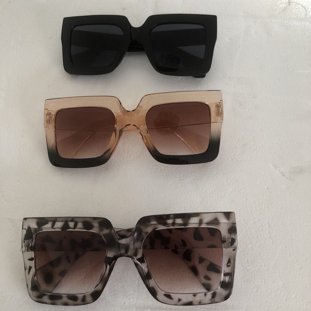 Sunglasses Woman's Fashion LG frame tortoise shell, Black, Ombre Lot of 3 NWOT